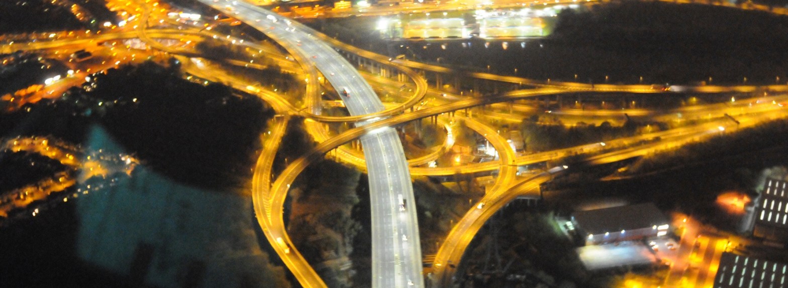 Spaghetti Junction at night, Birmingham, UK